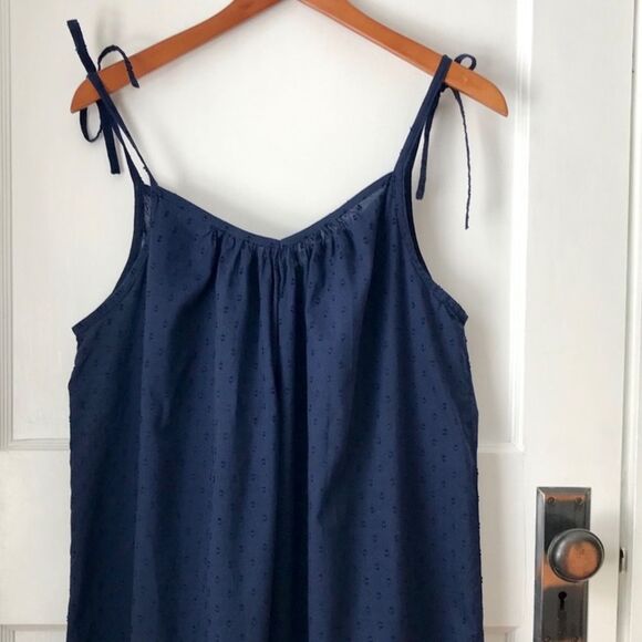 Emerson Fry Curation 100% Organic Cotton Swiss Dot India Dress in Navy Size L - Picture 6 of 10